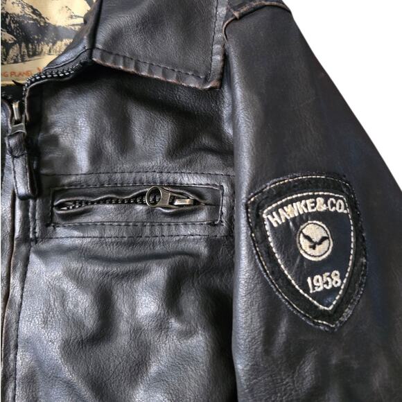 HAWKE & CO Outfitter Black Faux Leather Jacket Kid SZ 4T Motorcycle Biker Grease - Picture 5 of 9